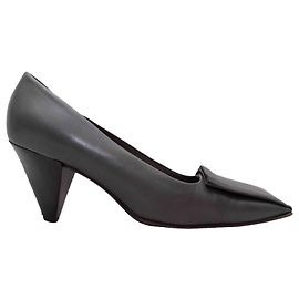 Jil Sander Leder-Pumps mit eckiger Kappe Charcoal Größe 39.5