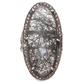 Autre Marque Bavna Ring aus Sterlingsilber, Labradorit & Pavé-Diamanten Größe US 7