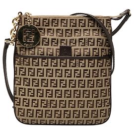 Borsa a tracolla Forever Fendi Zucchino in tela rivestita marrone