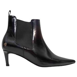 Black Anine Bing Patent Pointed-toe Heeled Booties Size 37