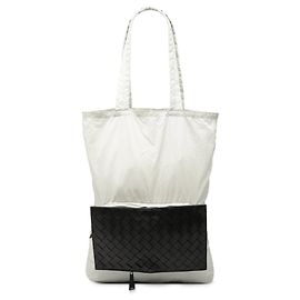 Tote Eco in nylon con rifiniture Intrecciato Bottega Veneta bianco