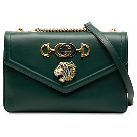 Borsa a tracolla Gucci Rajah media in pelle verde