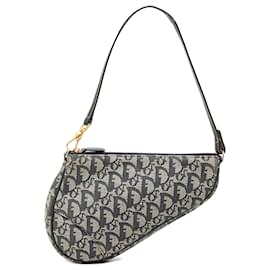 Borsa a tracolla Pochette Saddle Mini Diorissimo in tela blu Dior