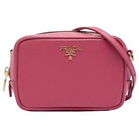 Mini borsa a tracolla Prada Saffiano Lux rosa