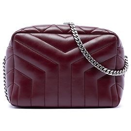 Bolso Bowling LouLou Small de piel de becerro acolchada rojo Saint Laurent