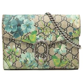 Borsa a tracolla con catena Gucci GG Supreme Blooms Dionysus Beige
