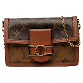 Borsa a tracolla Louis Vuitton Monogram Reverse Dauphine Wallet on Chain Marrone