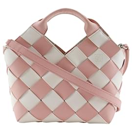 Borsa a secchiello Mini LOEWE in vitello intrecciato Gingham Surplus Rosa - Loewe