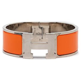 Orange Hermès Wide Enamel Clic Clac H Bracelet PM