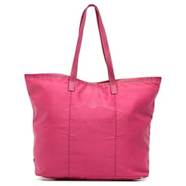 Tote Bag Prada Tessuto Canapa Logo Rosa