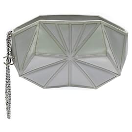 Clutch da polso Chanel Midnight Swim in lambskin perlaceo bianco