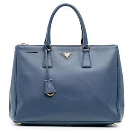 Prada Large Saffiano Lux Galleria Double Zip Tote Blau