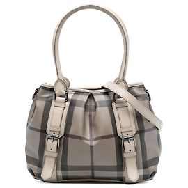 Borsa Northfield Burberry Small Smoke Check in tela rivestita marrone