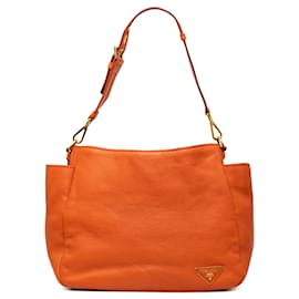 Borsa a tracolla Prada Vitello Daino con tasca laterale, Orange
