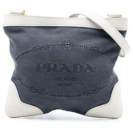 Bolso bandolera Prada de lona Canapa con logo azul