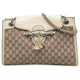Borsa a tracolla Gucci Emily Large GG Canvas Marrone