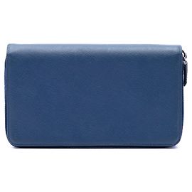 Prada Saffiano Doppel-Reißverschluss Geldbörse blau
