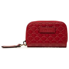 Monedero con cremallera rojo Gucci Microguccissima