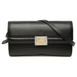 Borsa a tracolla Gucci Linea Matisse in pelle di vitello nera con G intrecciate