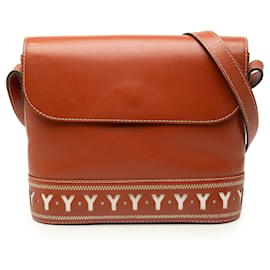 Borsa a tracolla Saint Laurent in pelle di vitello marrone con ritaglio a Y