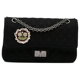 Borsa a tracolla Chanel Reissue in lana nera