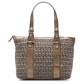 Borsa Tote Fendi Zucchino in tela marrone