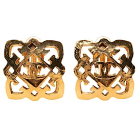 Orecchini a clip quadrati CC Chanel placcati oro