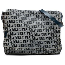 Borsa a tracolla Fendi Zucchino Canvas grigia