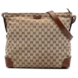 Borsa a tracolla Gucci GG Canvas Web beige
