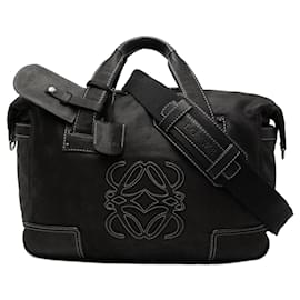 LOEWE Anagram Satchel aus Nubukleder in Schwarz