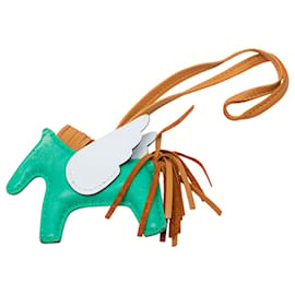 Green Hermès Milo Lambskin and Swift Grigri Rodeo Pegase Bag Charm PM Key Chain