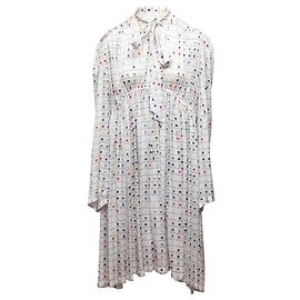 Vestido Balenciaga Primavera/Verano 2022 con estampado total blanco y multicolor Talla US L