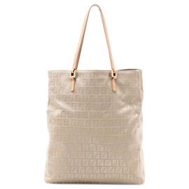 Borsa Tote Fendi Zucchino Canvas Beige