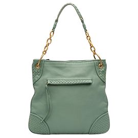 Borsa a tracolla in pelle con rifiniture Intrecciato Bottega Veneta Verde