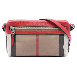Borsa a tracolla Burberry Farley Small Mega Check Canvas Marrone