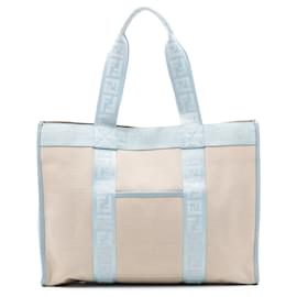 Tote em lona Fendi Zucca castanho com acabamentos