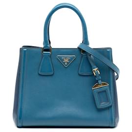 Borsa Prada Small Bicolor Saffiano Lux Galleria Blu