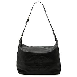 Borsa a tracolla Hobo Chanel Large CC Caviar Nera