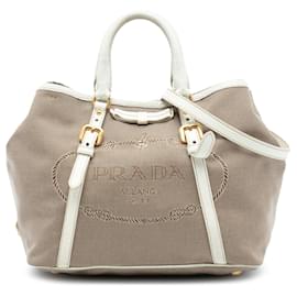 Borsa Prada Canvas Canapa Logo Bow Beige