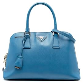 Borsa Prada Medium Saffiano Lux Promenade Blu