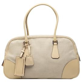 Borsa a tracolla Prada in tela beige