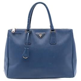 Borsa Tote Prada Large Saffiano Lux Galleria Double Zip Blu