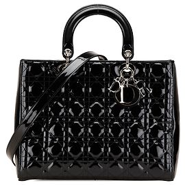 Bolso Lady Dior Large de piel charol Cannage Negro