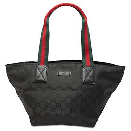 Borsa Tote Gucci GG in nylon nero con banda Web