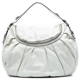 Borsa Satchel Gucci Icon Bit Medium in pelle di vitello martellata bianca