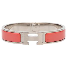 Orange Hermès Narrow Enamel Clic H Bracelet PM