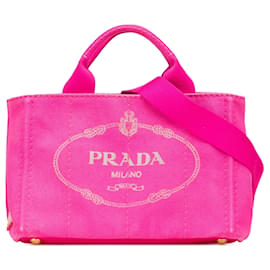 Borsa Prada Small Canvas Canapa Logo Rosa