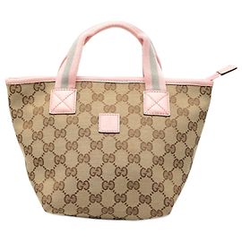 Mini borsa a mano Gucci per bambini in tela GG beige con banda Web