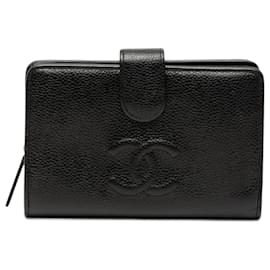Portafoglio bifold Chanel CC Caviar nero