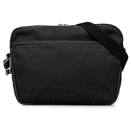 Borsa a tracolla Fendi Zucchino Canvas nera